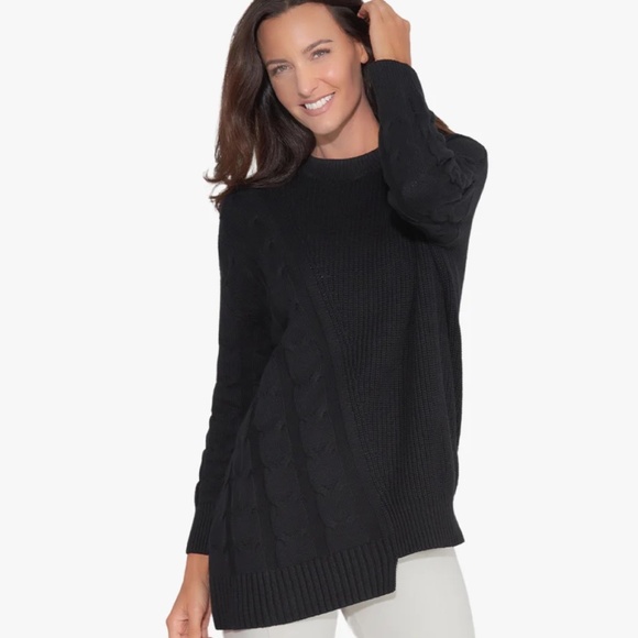 Stella Carakasi Sweaters - Stella Carakasi Made You Look Sweater L/XL Black Cotton Cashmere Asymmetrical